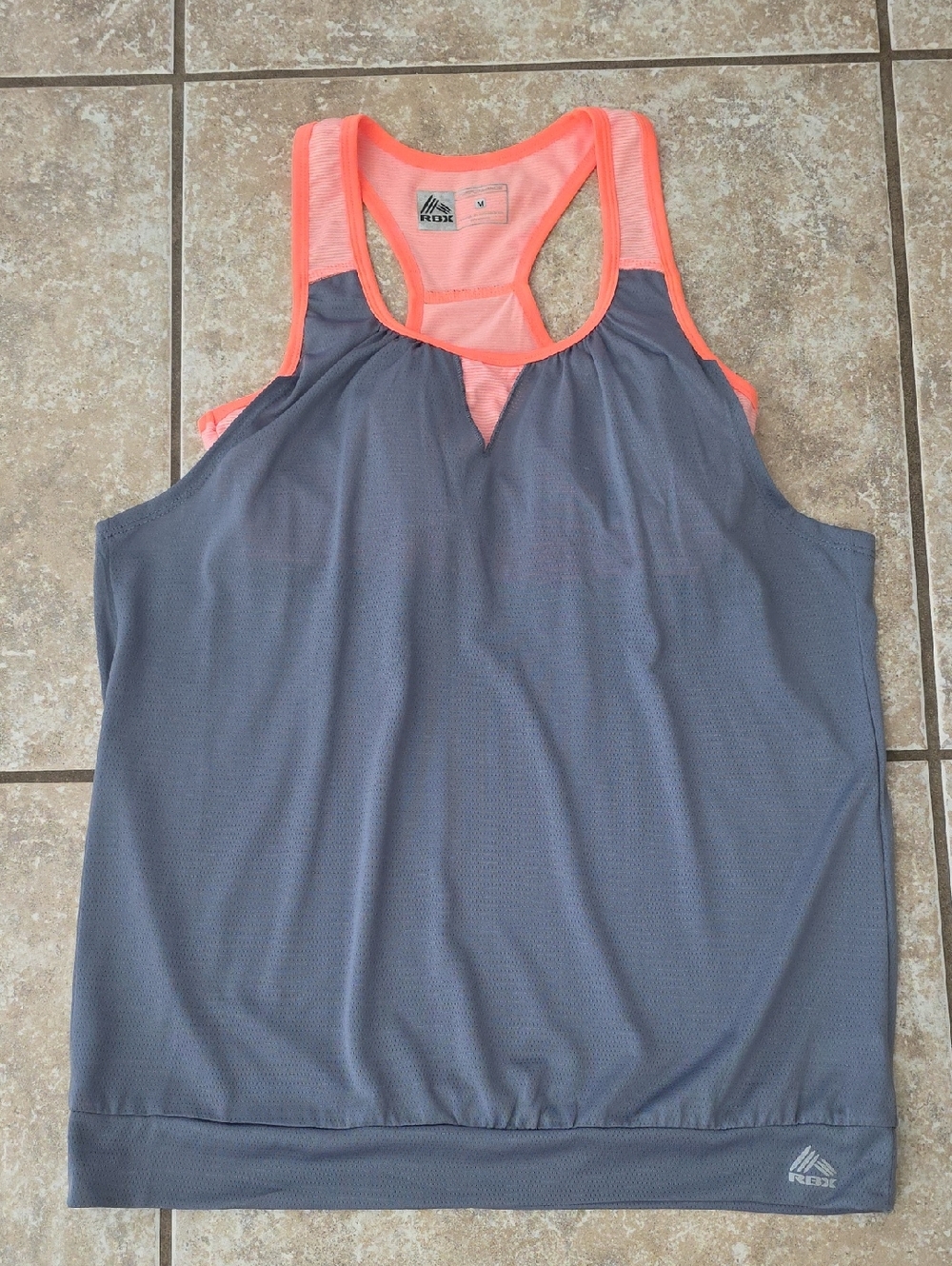 Reebok Gray Tank with Coral Trim Racerback